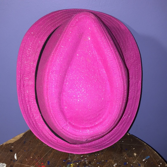 Sweet pink sparkle trilby hat short brim festive cap black cloth headband small - Picture 5 of 11